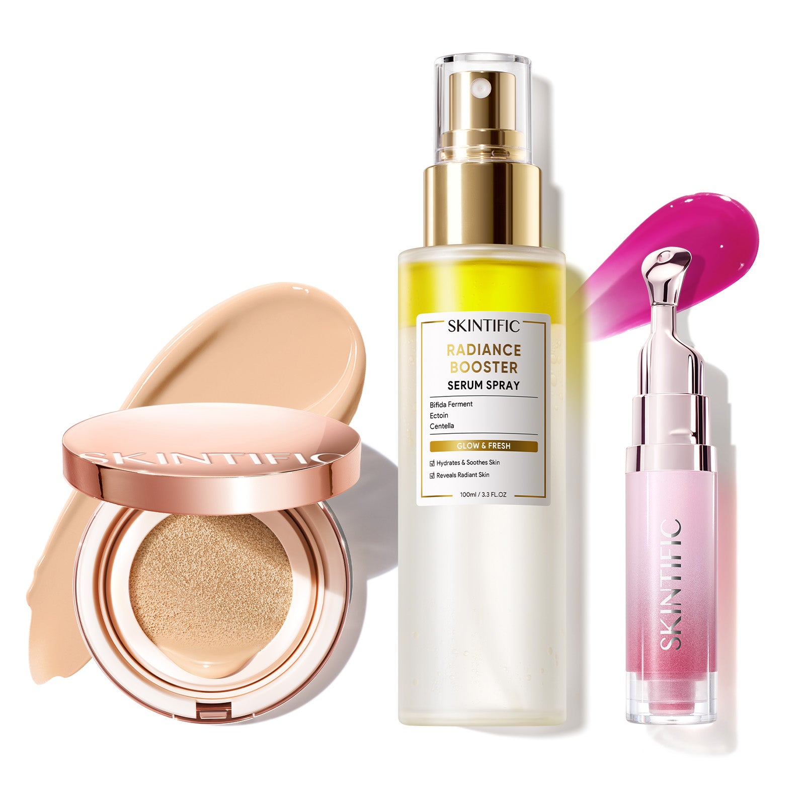 12-Hour Long-Lasting Cushion, Serum Spray & Lip Serum Set