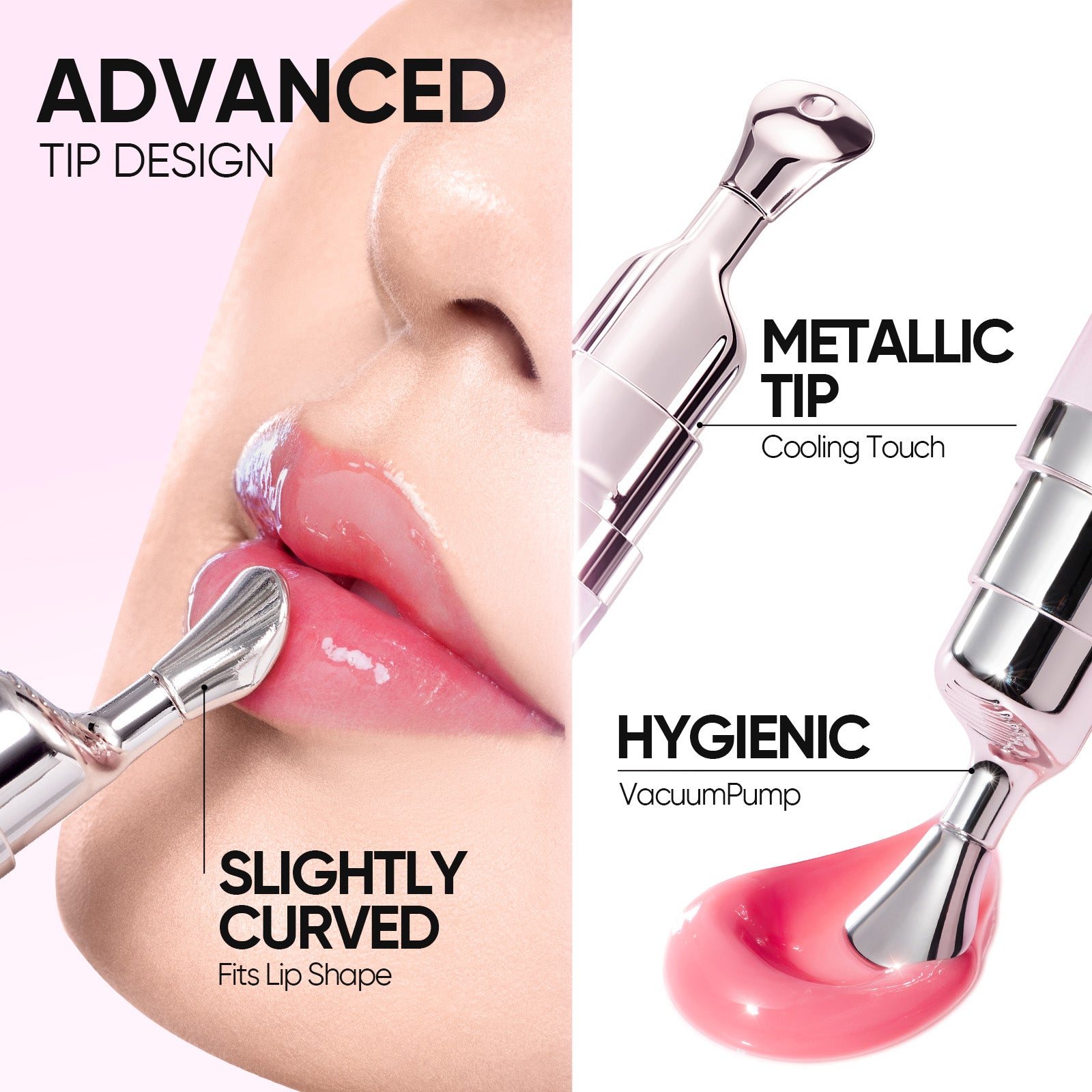 Curved metal applicator lip serum