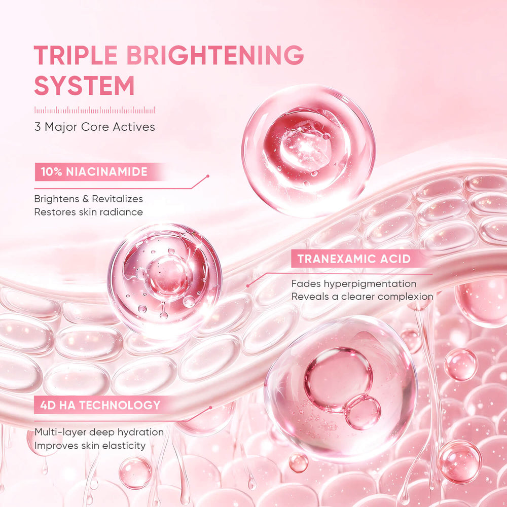 Brightening serum with 10% niacinamide tranexamic acid and 4D hyaluronic acid