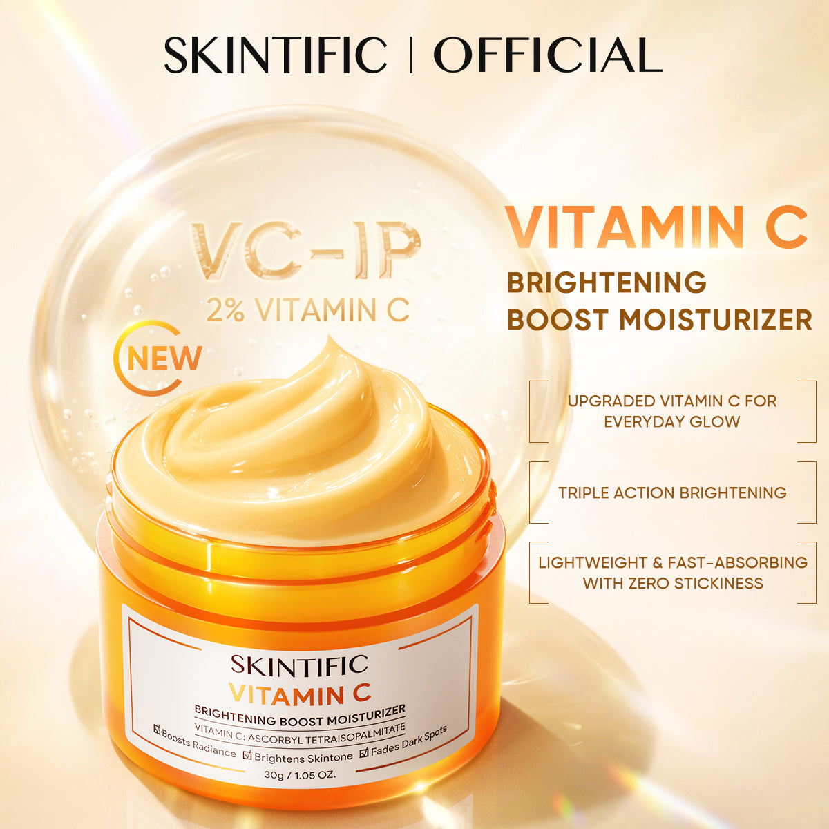 Vitamin C Brightening Boost Moisturizer Daily Glow Gel-Cream with