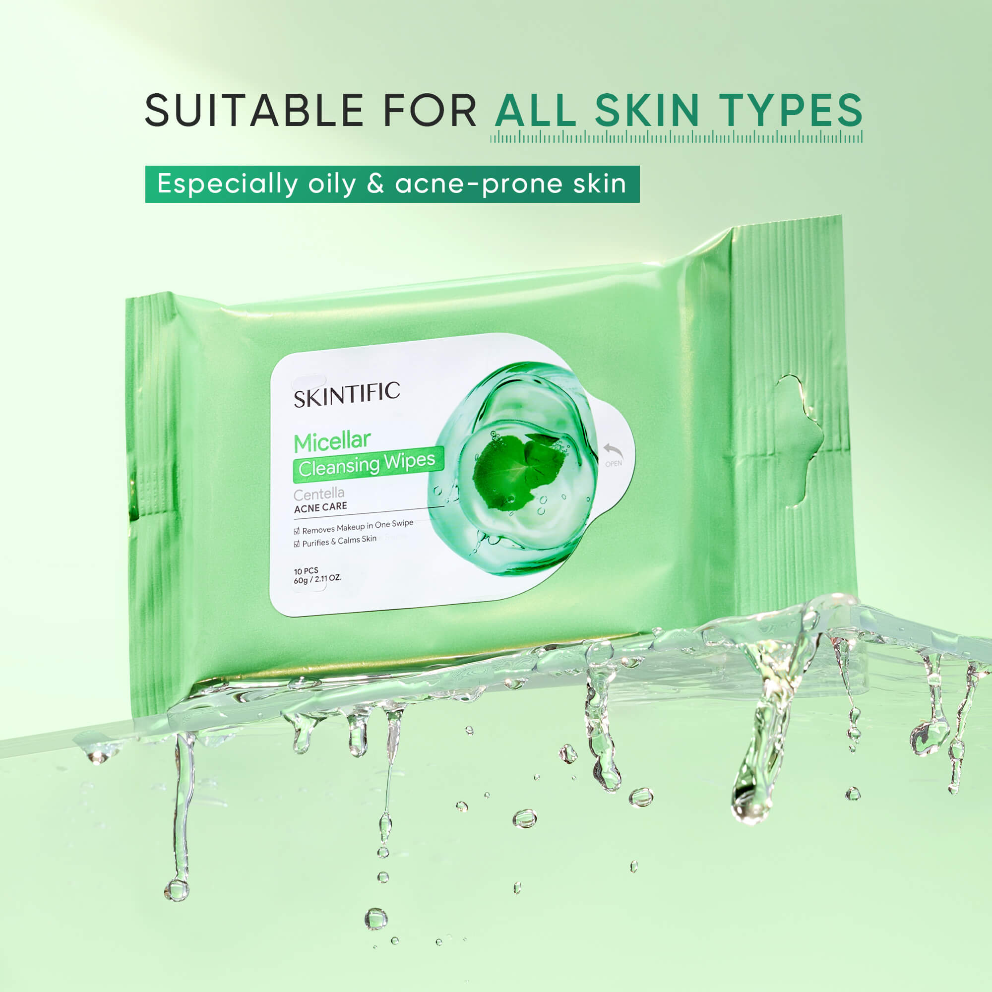 Centella Acne Care Micellar Cleansing Wipes for Acne-Prone Skin